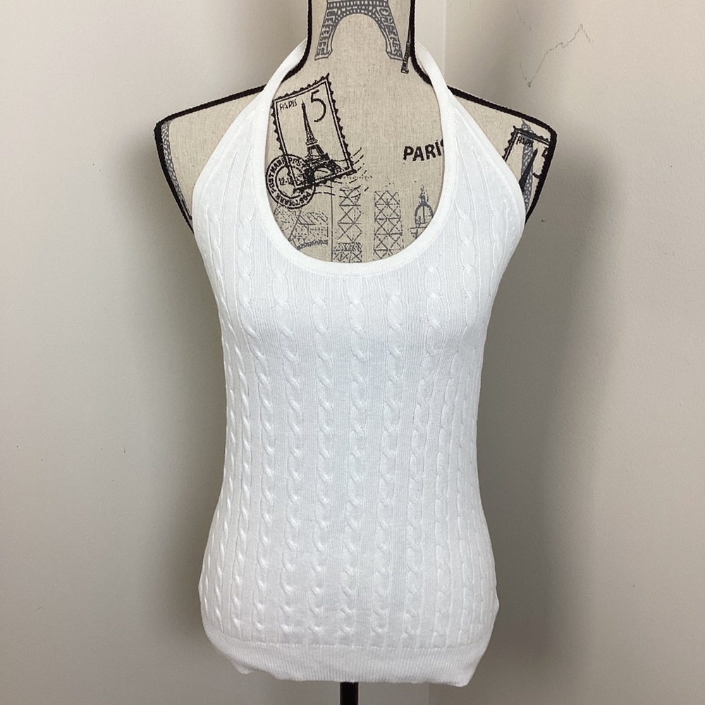Merona Women’s White Halter Cable Knit 🧶
